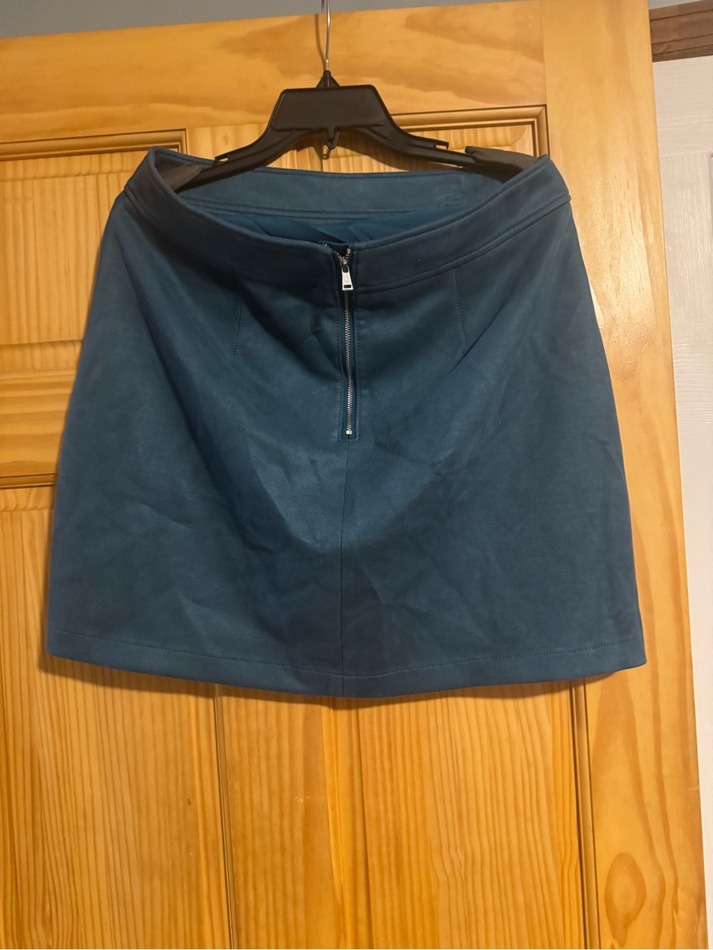 LOFT Teal A-Line Skirt with Front Zip Detail